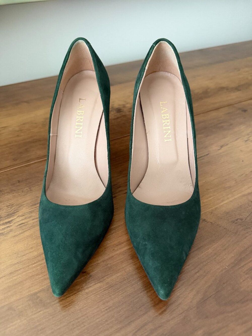 Hunter Green Suede Labrini Heels